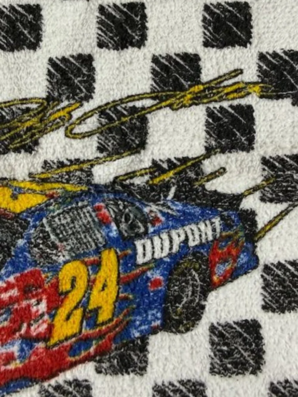 Vintage 2pc NASCAR Jeff Gordon Signature 24 Checkered Flag Cotton Wash Cloths